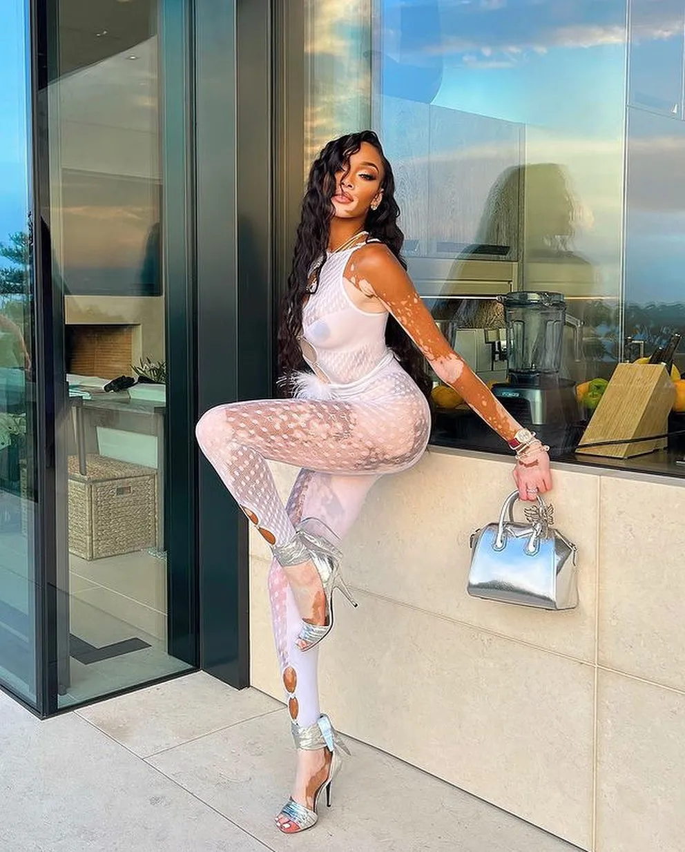 Rhinestoned Janice Jumpsuit Optic White sold by Poster Girl product image thumbnail 2