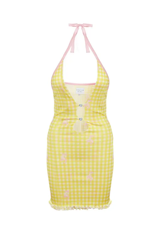 Gretchen Mini Dress Sunshine Gingham sold by Poster Girl