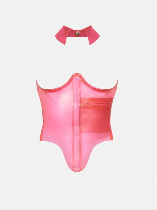 Wanda Waspie Latex Corset Harlot Pink sold by Poster Girl