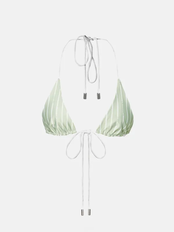 Elle Bikini Top Green & White Pinstripe sold by Poster Girl