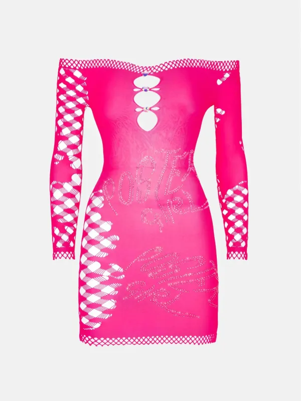 Coco Dress Long Sleeve in Shocking Pink sold by Poster Girl