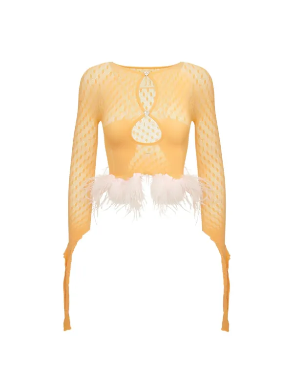 Feather Mira Top Papaya sold by Poster Girl