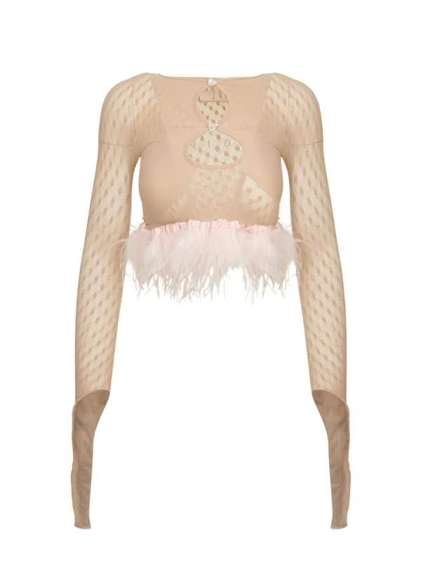 Feather Mira Top Taupe sold by Poster Girl