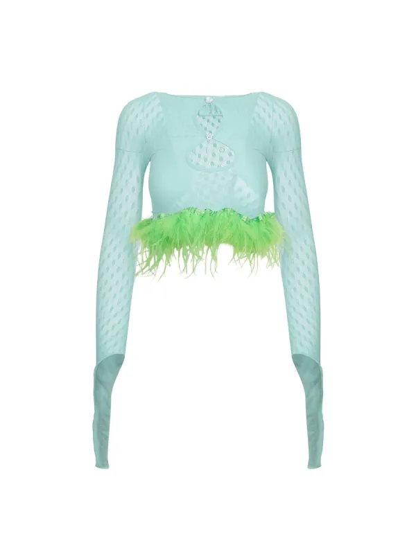 Feather Mira Top Soft Turquoise sold by Poster Girl