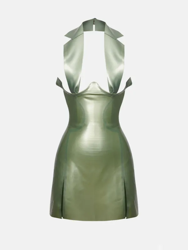 Chambers Latex Dress Dollar Bill Green made by Poster Girl