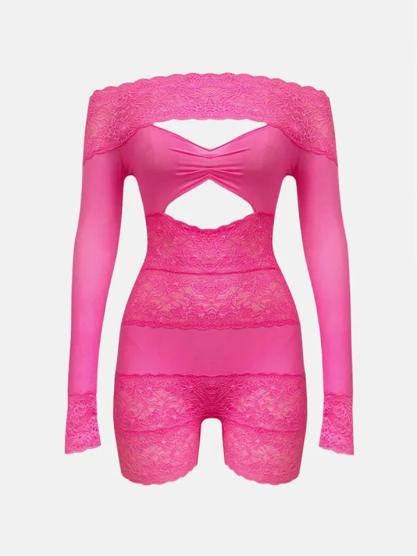 Davina Sleeved Romper Harlot Pink sold by Poster Girl