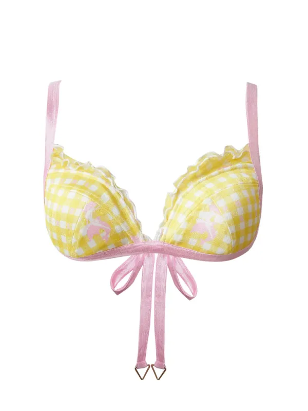 Denise Bikini Top Yellow Gingham sold by Poster Girl