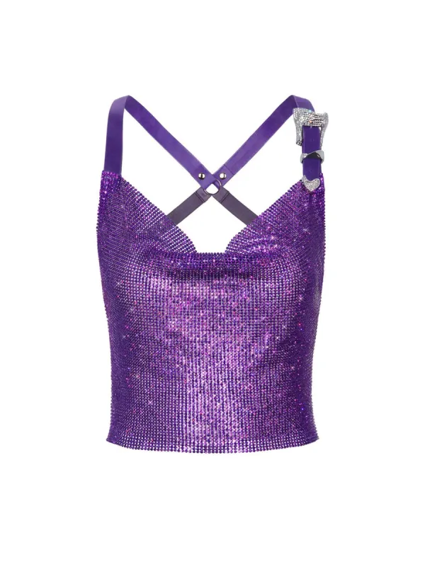 Rhinestoned Bambi Top Amethyst sold by Poster Girl