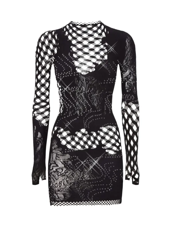 Raquel Dress Black Rhinestone sold by Poster Girl