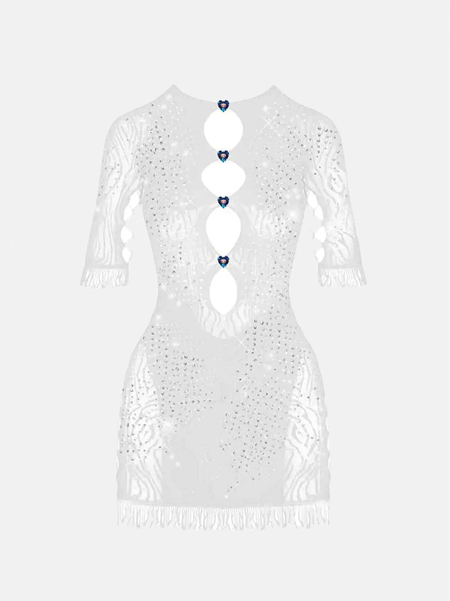 Rhinestoned Miranda Dress Optic White sold by Poster Girl