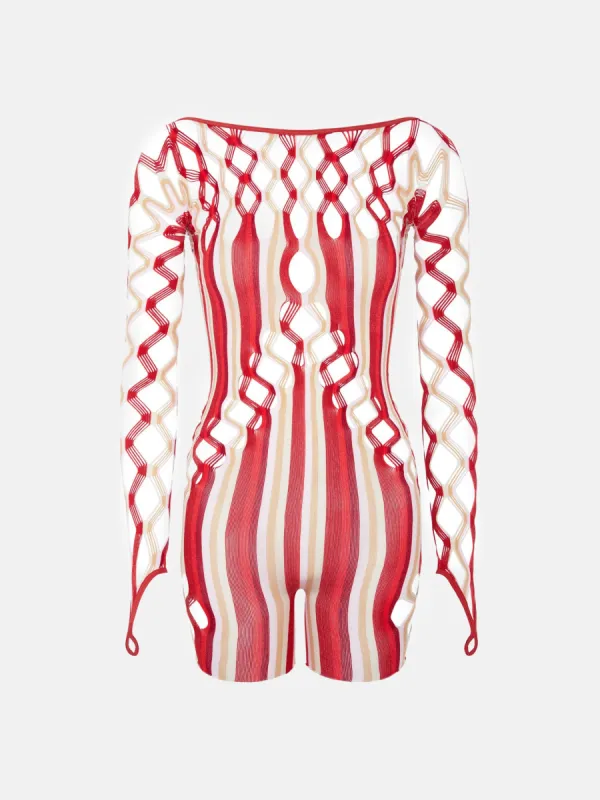 Ripple Playsuit Burgundy Stripe sold by Poster Girl