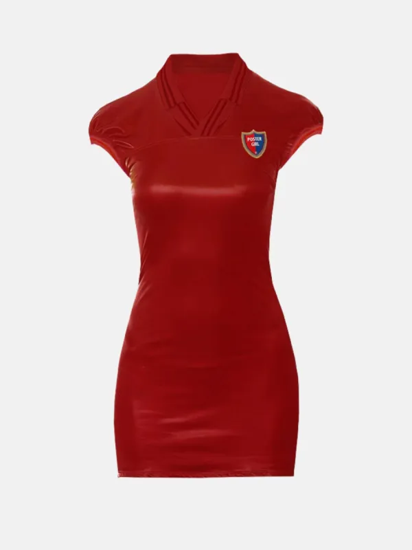 Autograph Mini Dress Wet Look Red Card sold by Poster Girl