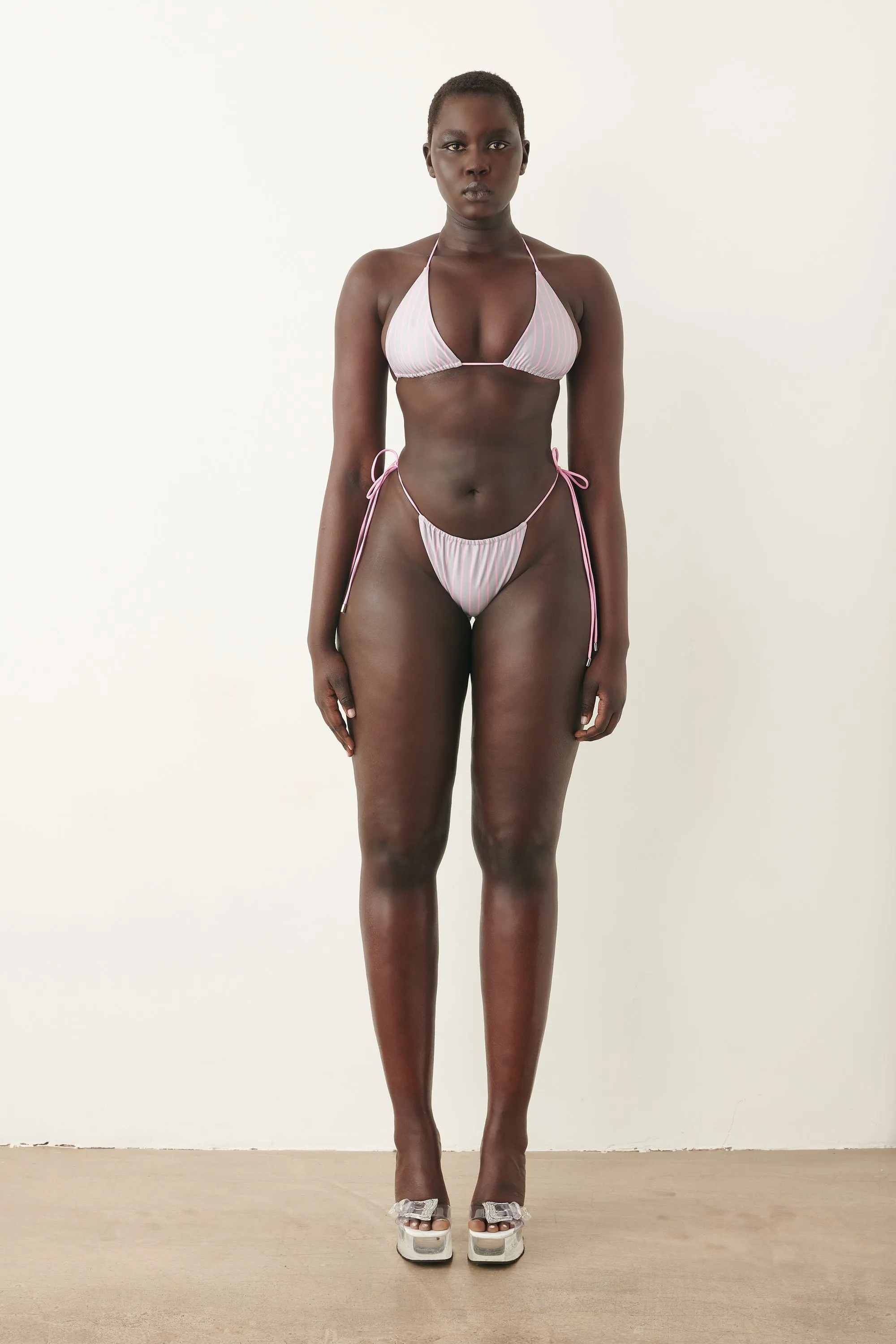 Elle Bikini Top Grey/Pink Pinstripe sold by Poster Girl product image thumbnail 2