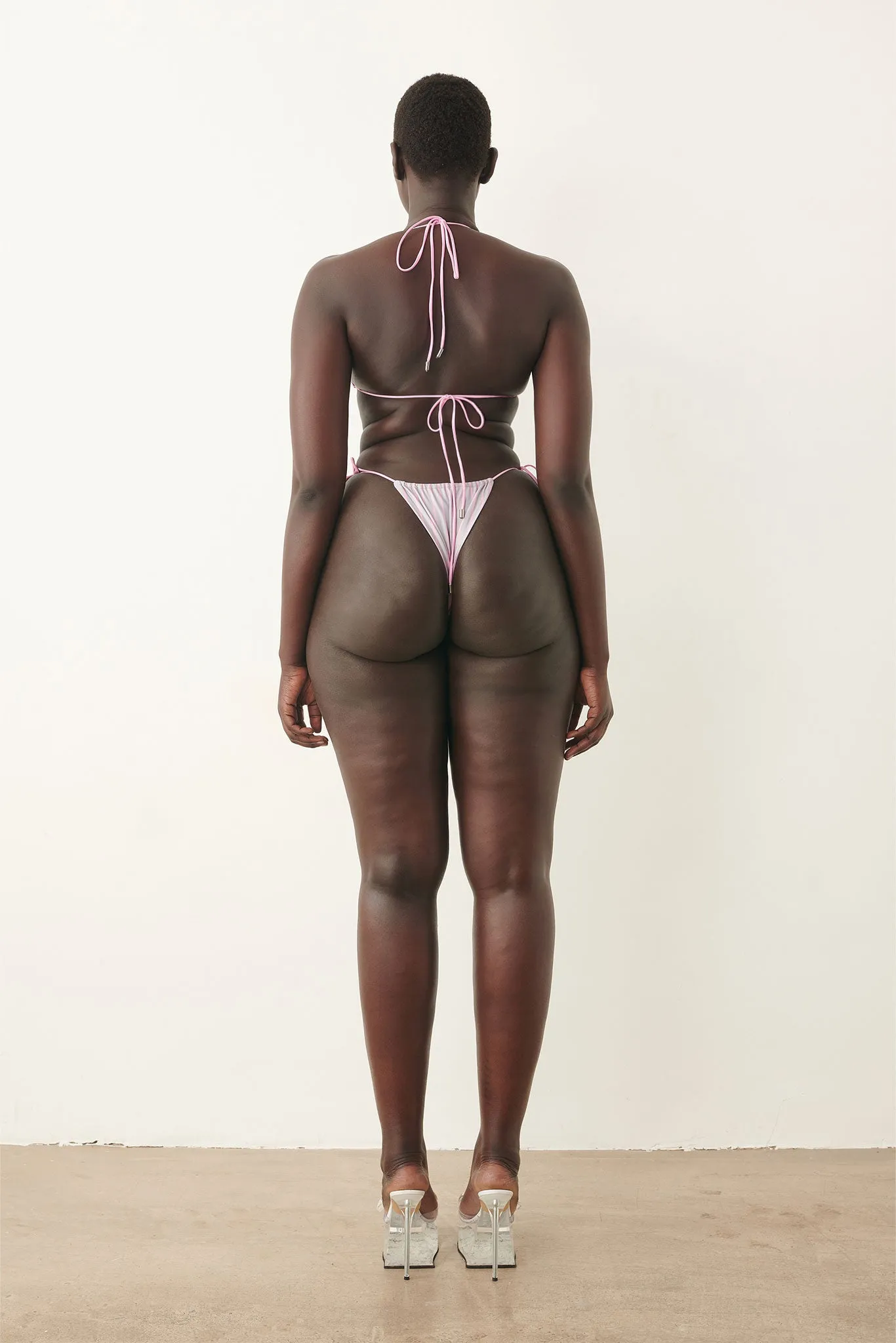 Elle Bikini Top Grey/Pink Pinstripe sold by Poster Girl product image thumbnail 4