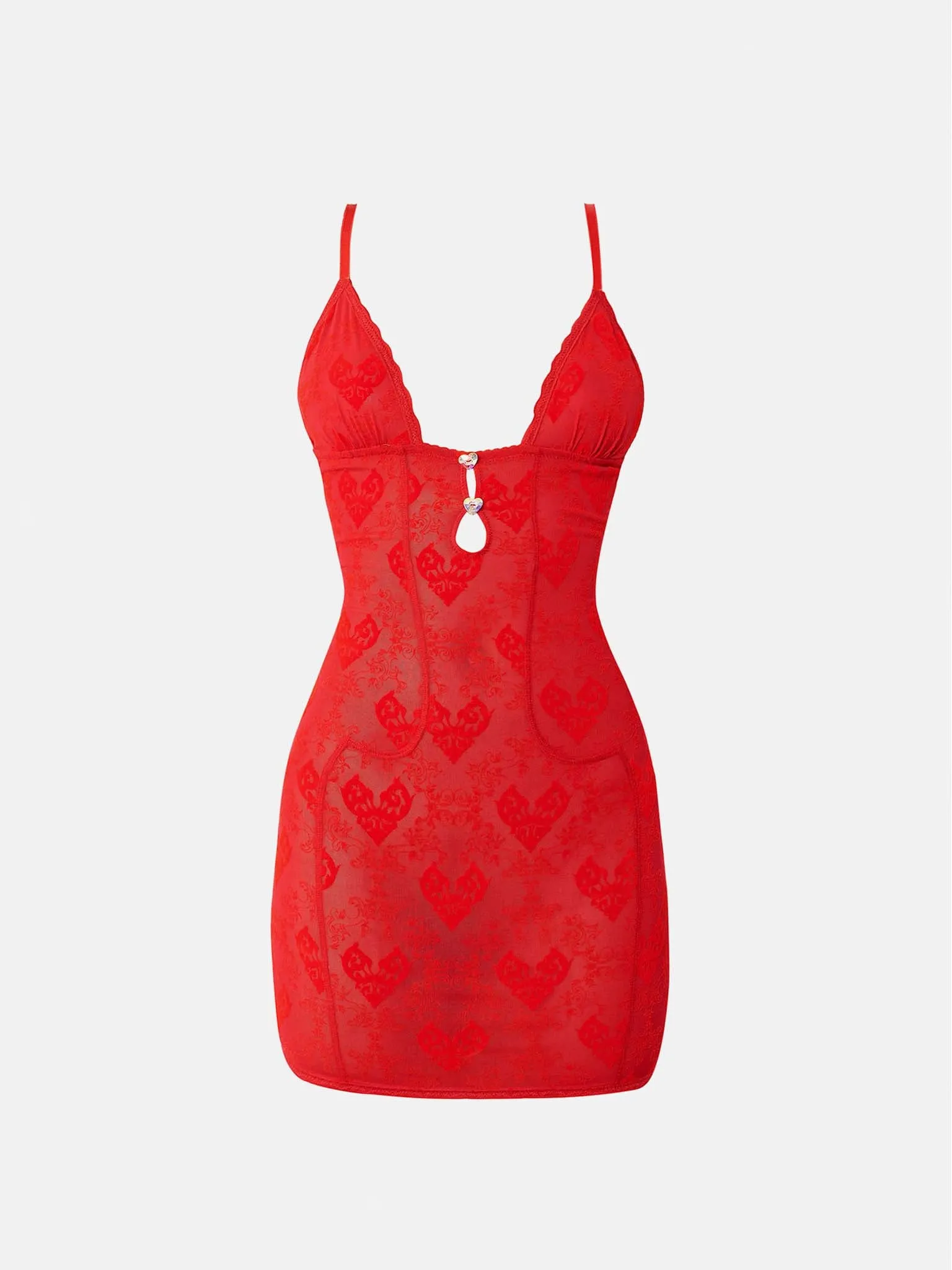 Scarlett Dress Flocked Mesh Red sold by Poster Girl