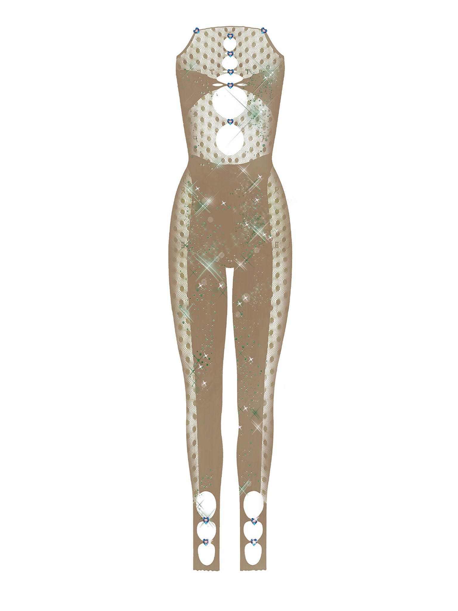 Rhinestoned Janice Jumpsuit Shiitake sold by Poster Girl