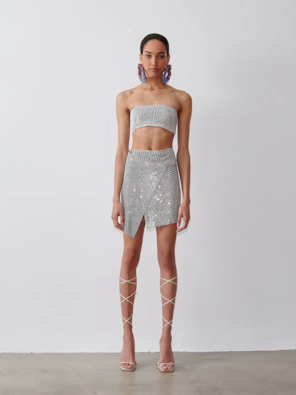 Rhinestoned Winona Skirt in Mojito sold by Poster Girl