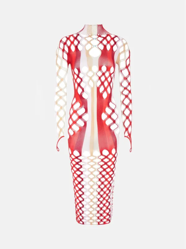 Marina Dress Burgundy Stripe sold by Poster Girl