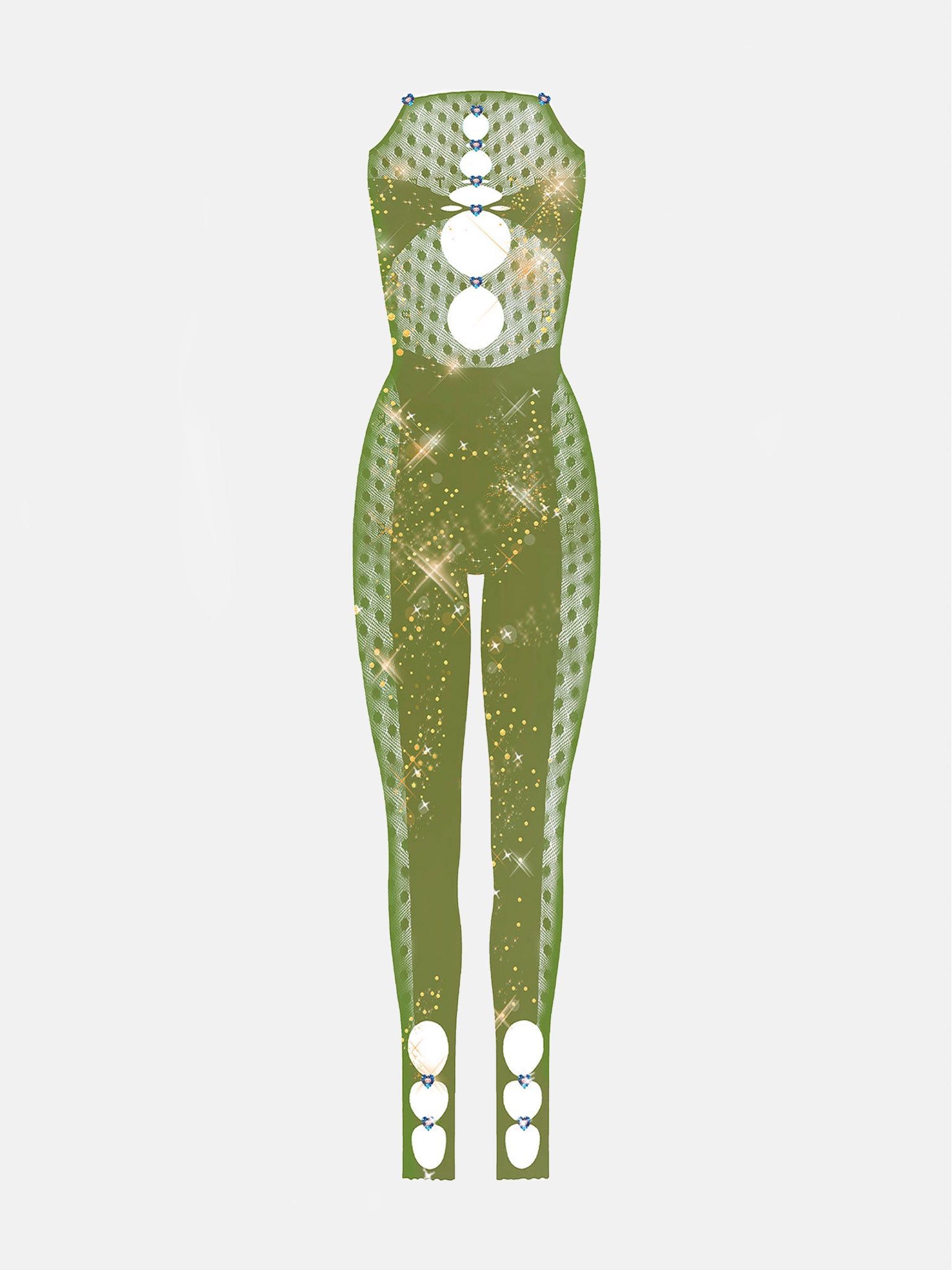 Rhinestoned Janice Jumpsuit Spearmint sold by Poster Girl