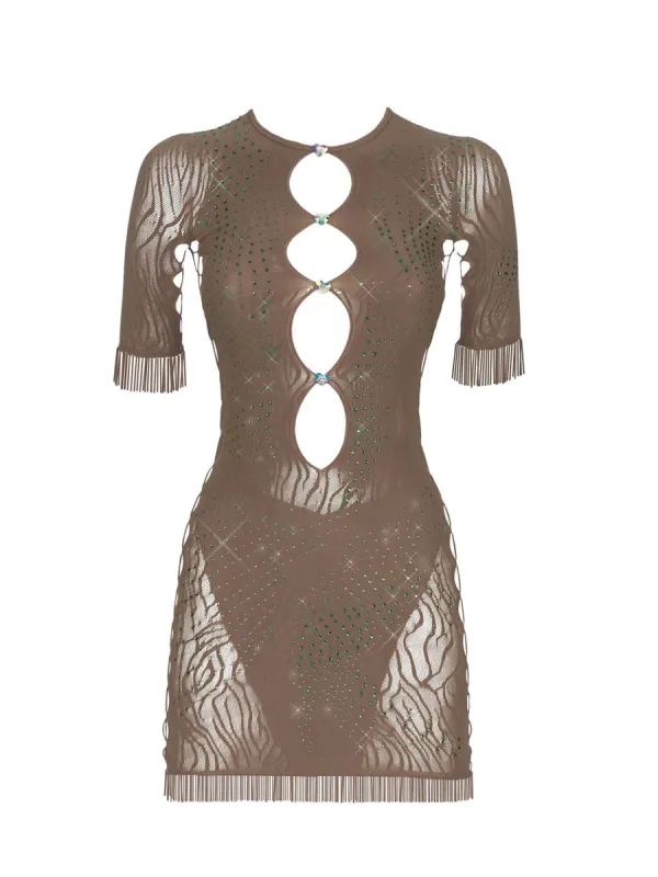 Rhinestoned Miranda Dress Shiitake sold by Poster Girl