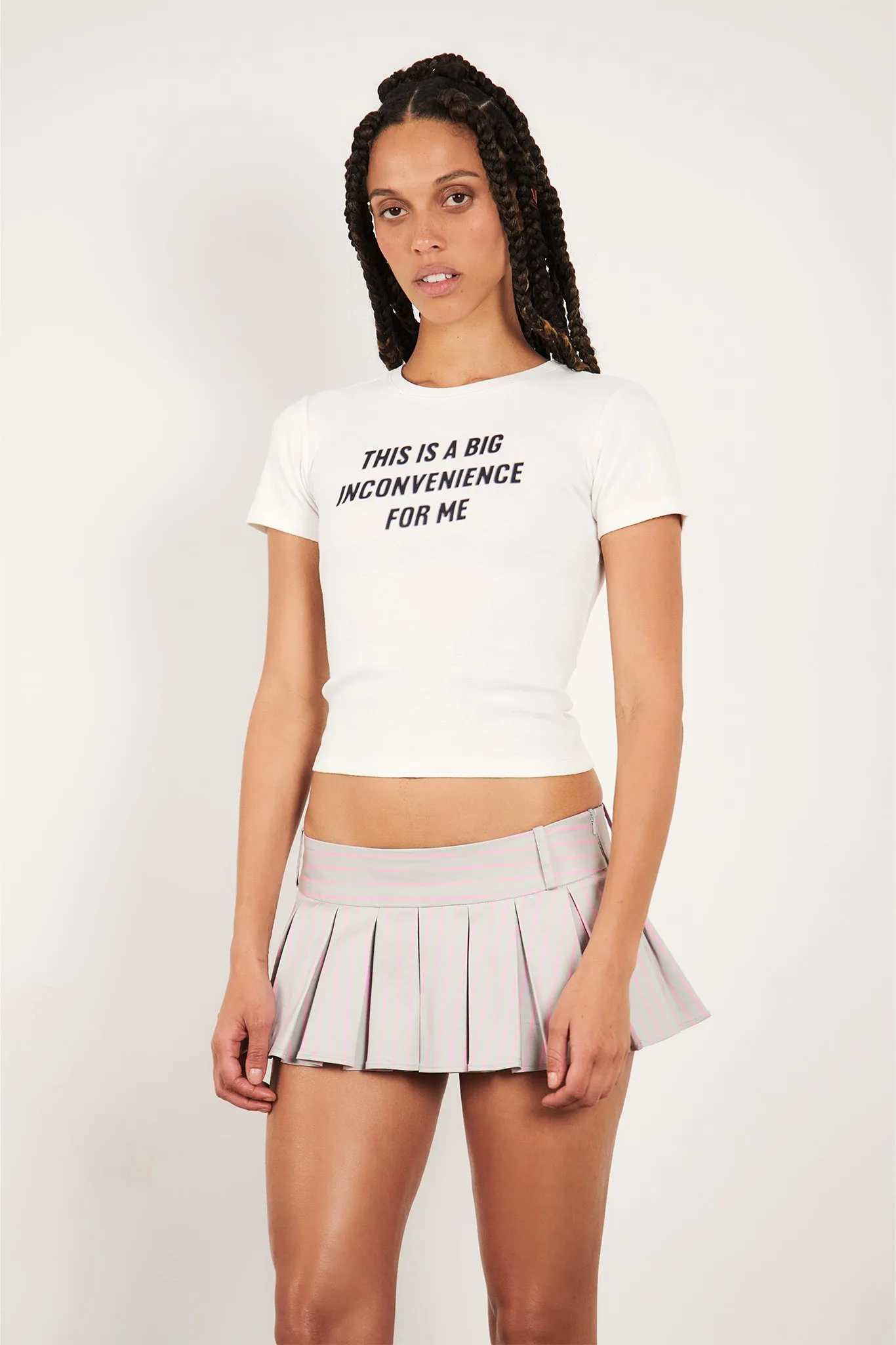 Skye Mini Dress Grey/Pink Pinstripe sold by Poster Girl product image thumbnail 4