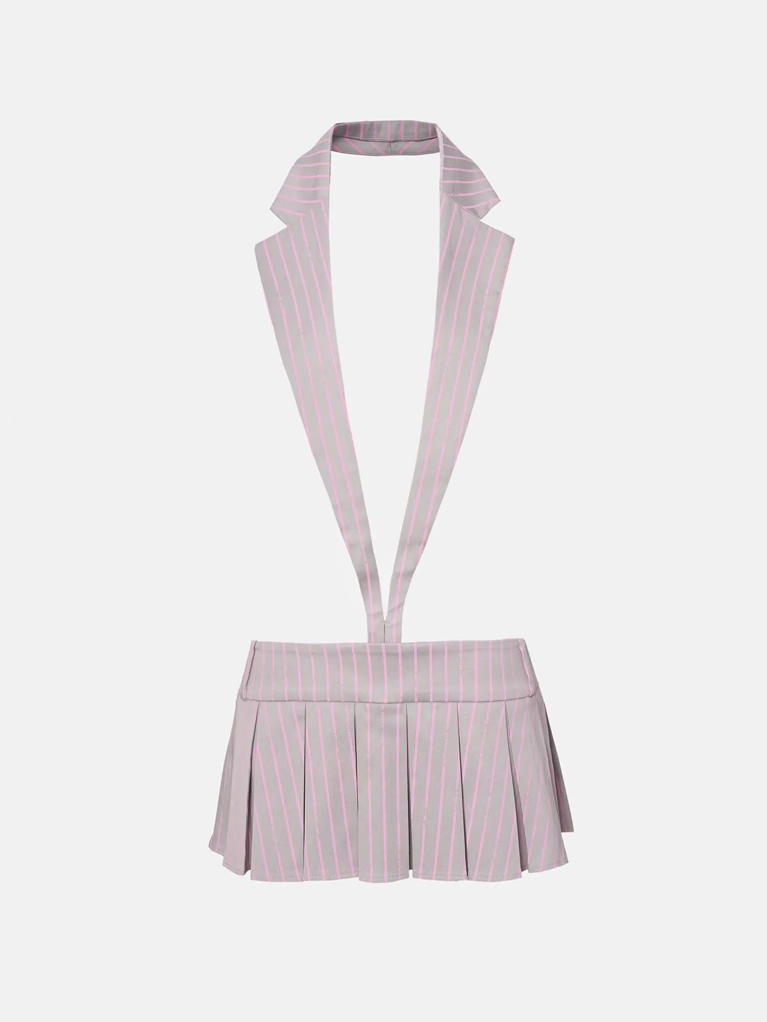 Skye Mini Dress Grey/Pink Pinstripe sold by Poster Girl