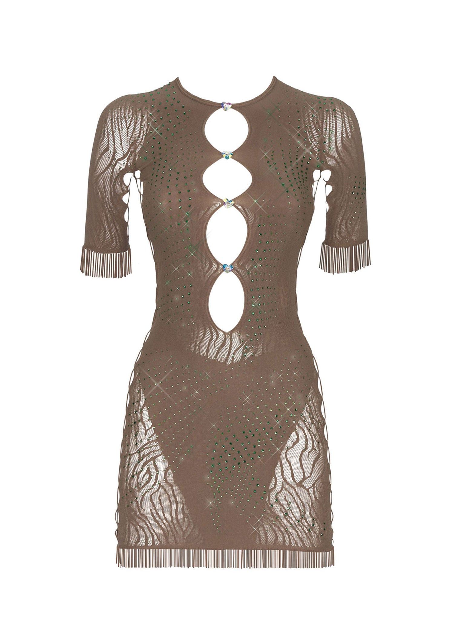 Rhinestoned Miranda Dress Shiitake sold by Poster Girl