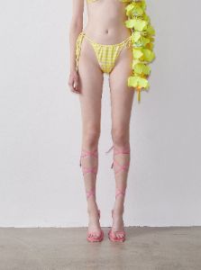 Keaton Bikini Bottoms Yellow Gingham sold by Poster Girl