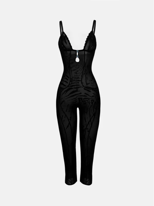 Scarlett Pedal Pusher Jumpsuit Black Zebra Print sold by Poster Girl