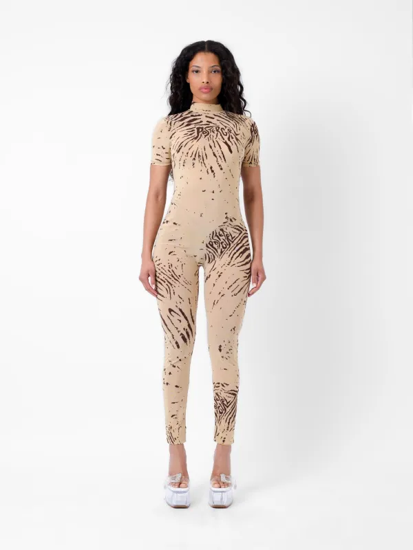 Knockout Jumpsuit Beige Zebra Print sold by Poster Girl