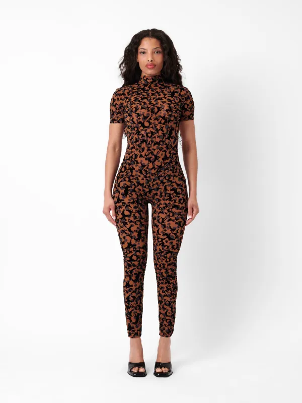 Knockout Jumpsuit Chestnut Leopard Print sold by Poster Girl