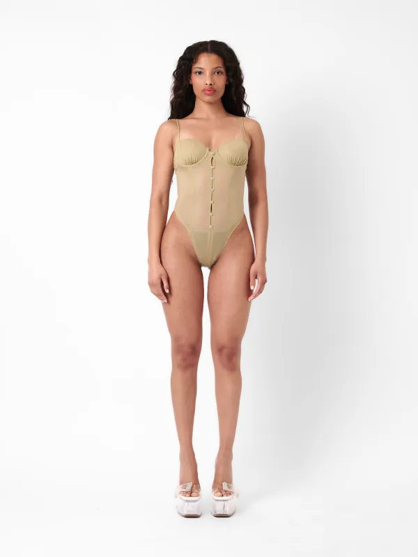 Vixxen Bodysuit Taupe sold by Poster Girl