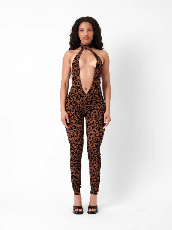 Bare Jumpsuit Chestnut Leopard Print sold by Poster Girl