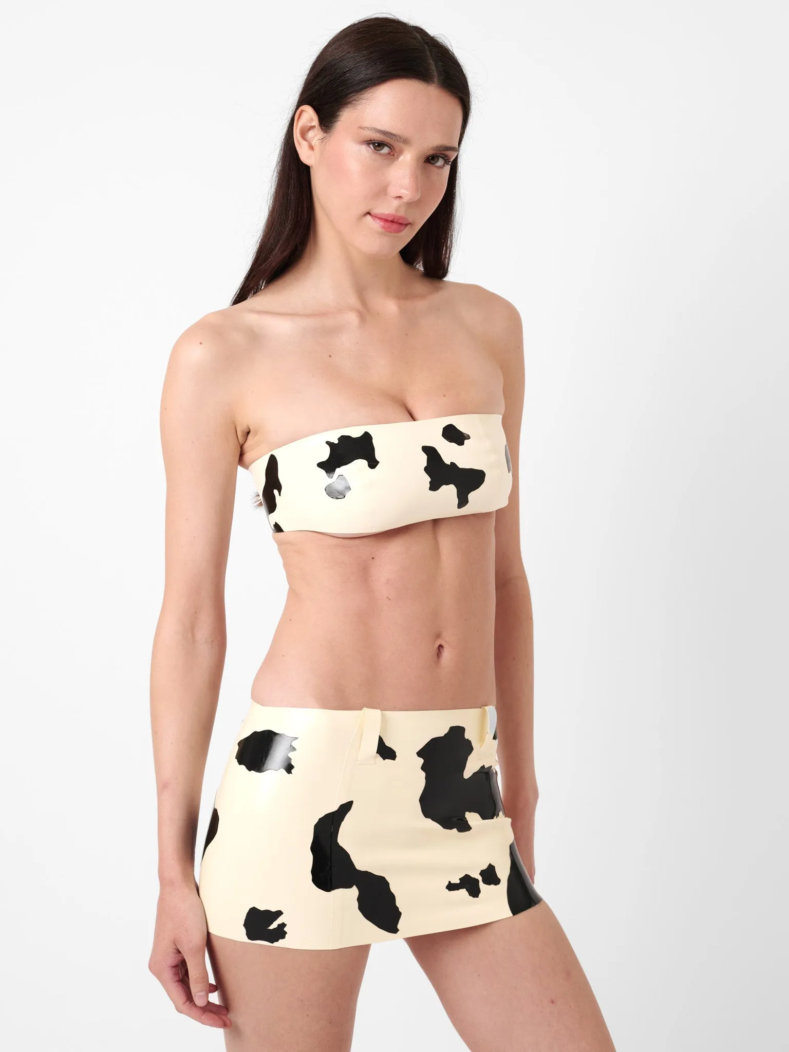 Bronco Latex Mini Skirt Black & White Cow Print sold by Poster Girl product image thumbnail 2