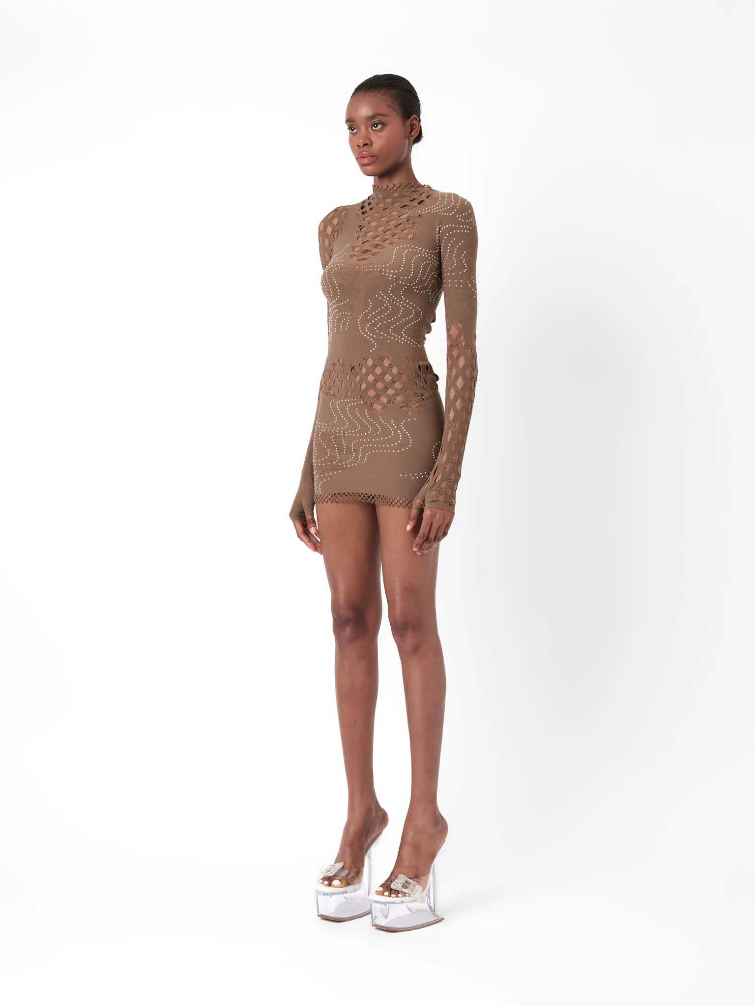 Raquel Dress Kahlua Brown Rhinestone sold by Poster Girl product image thumbnail 4