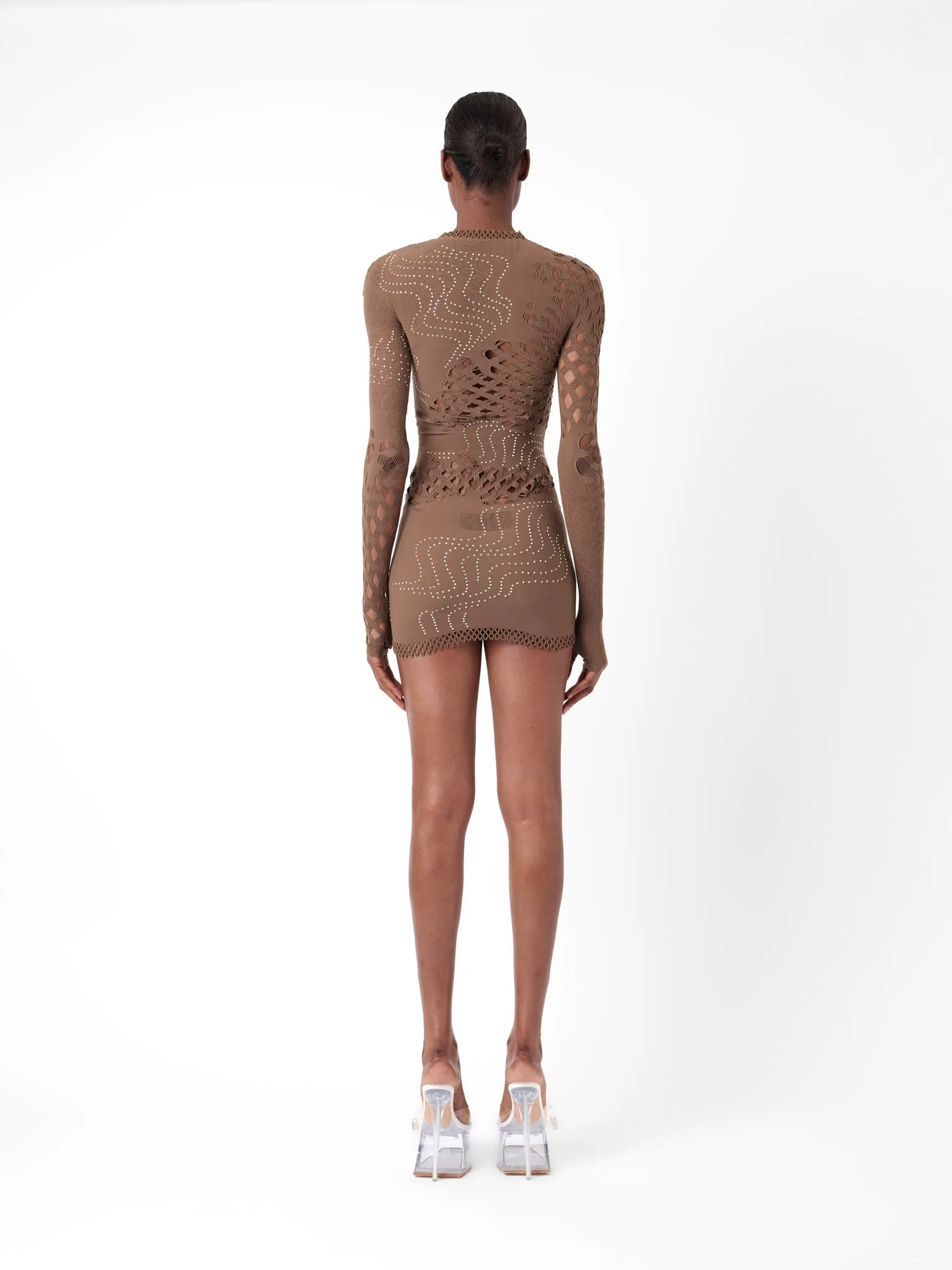 Raquel Dress Kahlua Brown Rhinestone sold by Poster Girl product image thumbnail 3