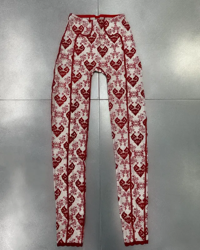Flocked Red Leggings sold by Poster Girl