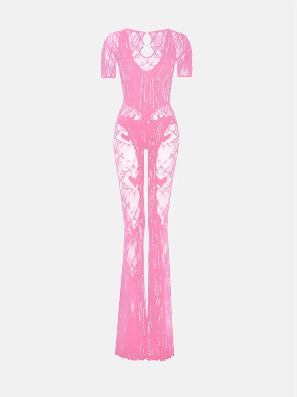 Delphine Jumpsuit Fuchsia Pink sold by Poster Girl