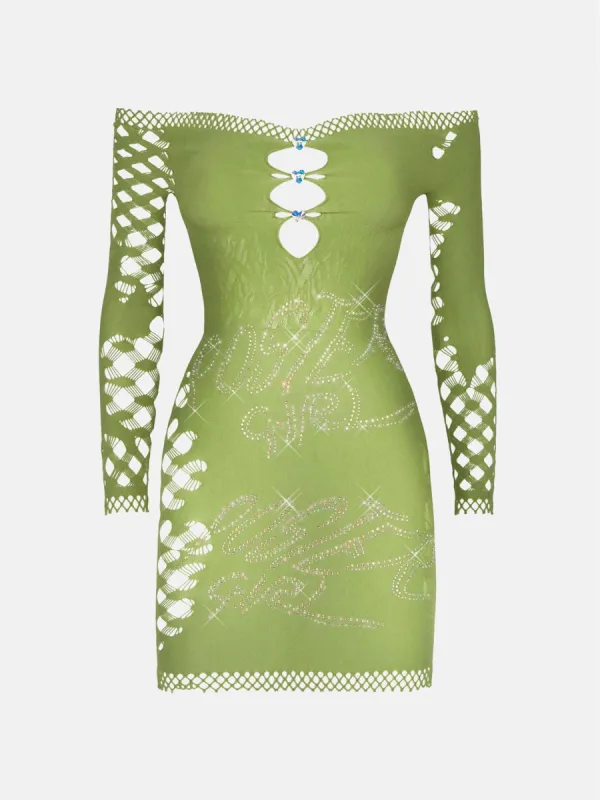 Coco Dress Long Sleeve in Sativa Green sold by Poster Girl
