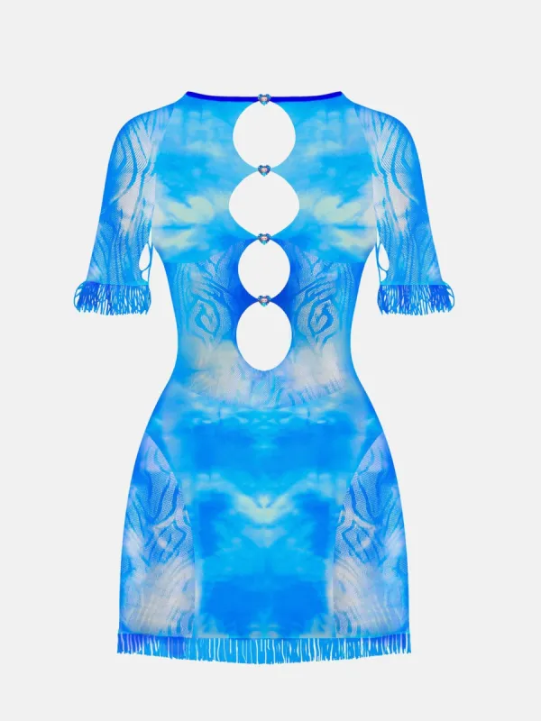 Tie-Dye Miranda Dress in Blue Lagoon sold by Poster Girl