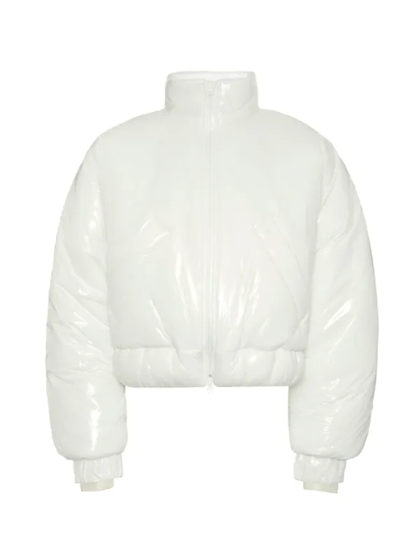 Branded Puffer Jacket in Off White sold by Poster Girl