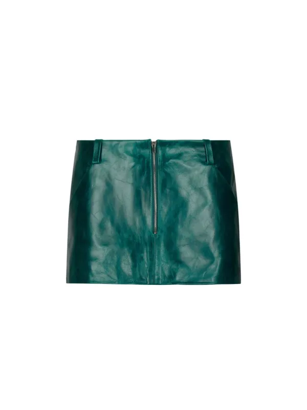 Alba Leather Mini Skirt Petrol sold by Poster Girl