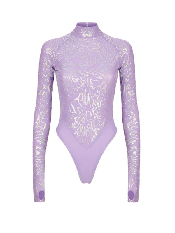 Anna Nicole Bodysuit Lilac Sequin sold by Poster Girl