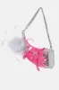 Feather Pom Pom Keyring Grey/Pink sold by Poster Girl