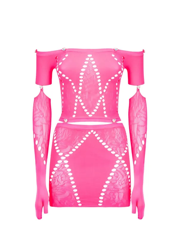 Domino Dress Shocking Pink sold by Poster Girl