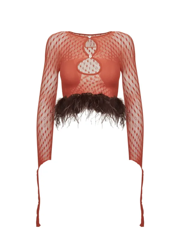 Feather Mira Top Burnt Henna sold by Poster Girl