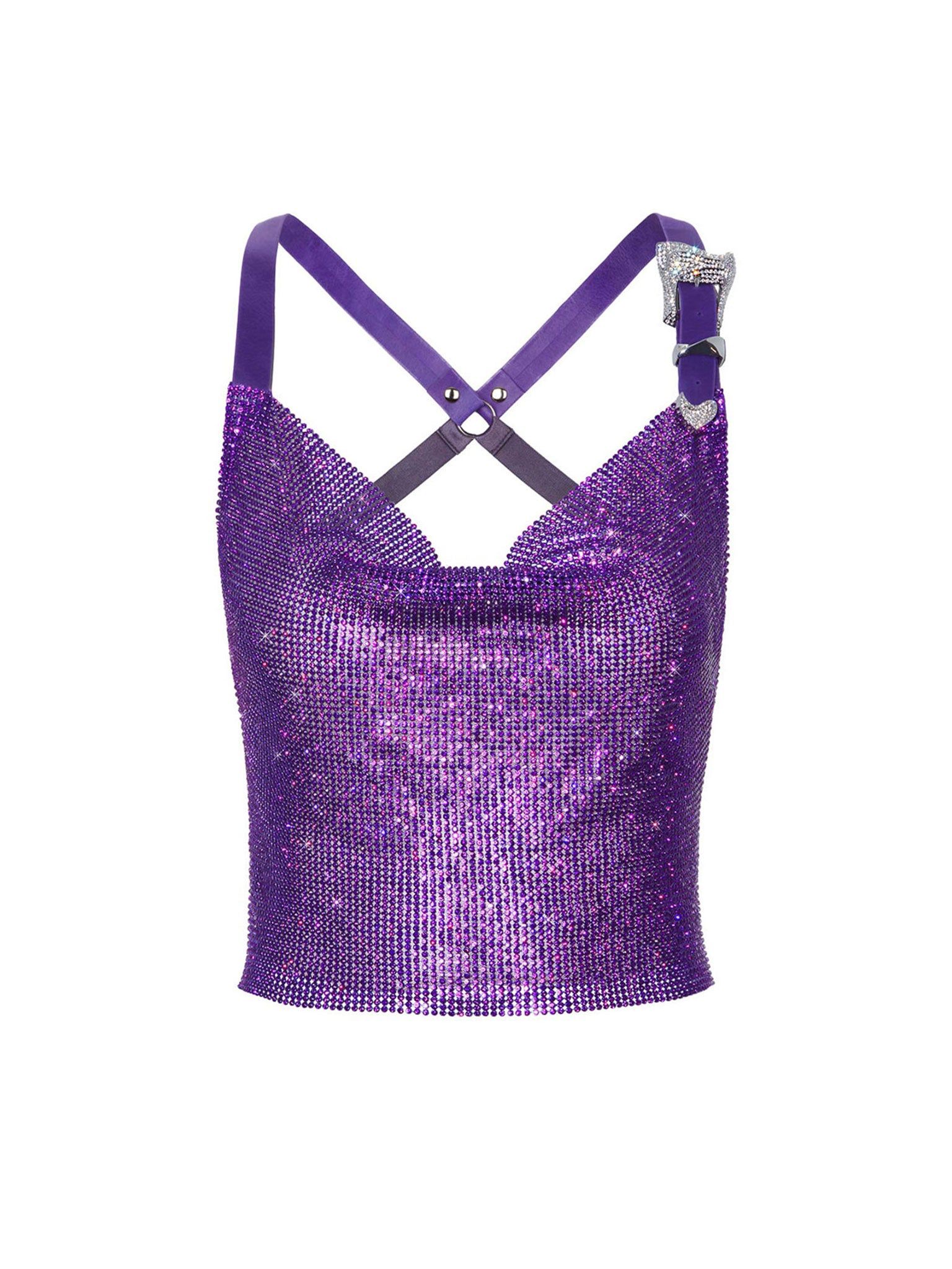 Rhinestoned Bambi Top Amethyst sold by Poster Girl
