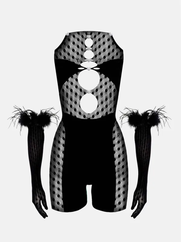 Jetta Jumpsuit x Gwenevere Gloves Set Jet Black sold by Poster Girl