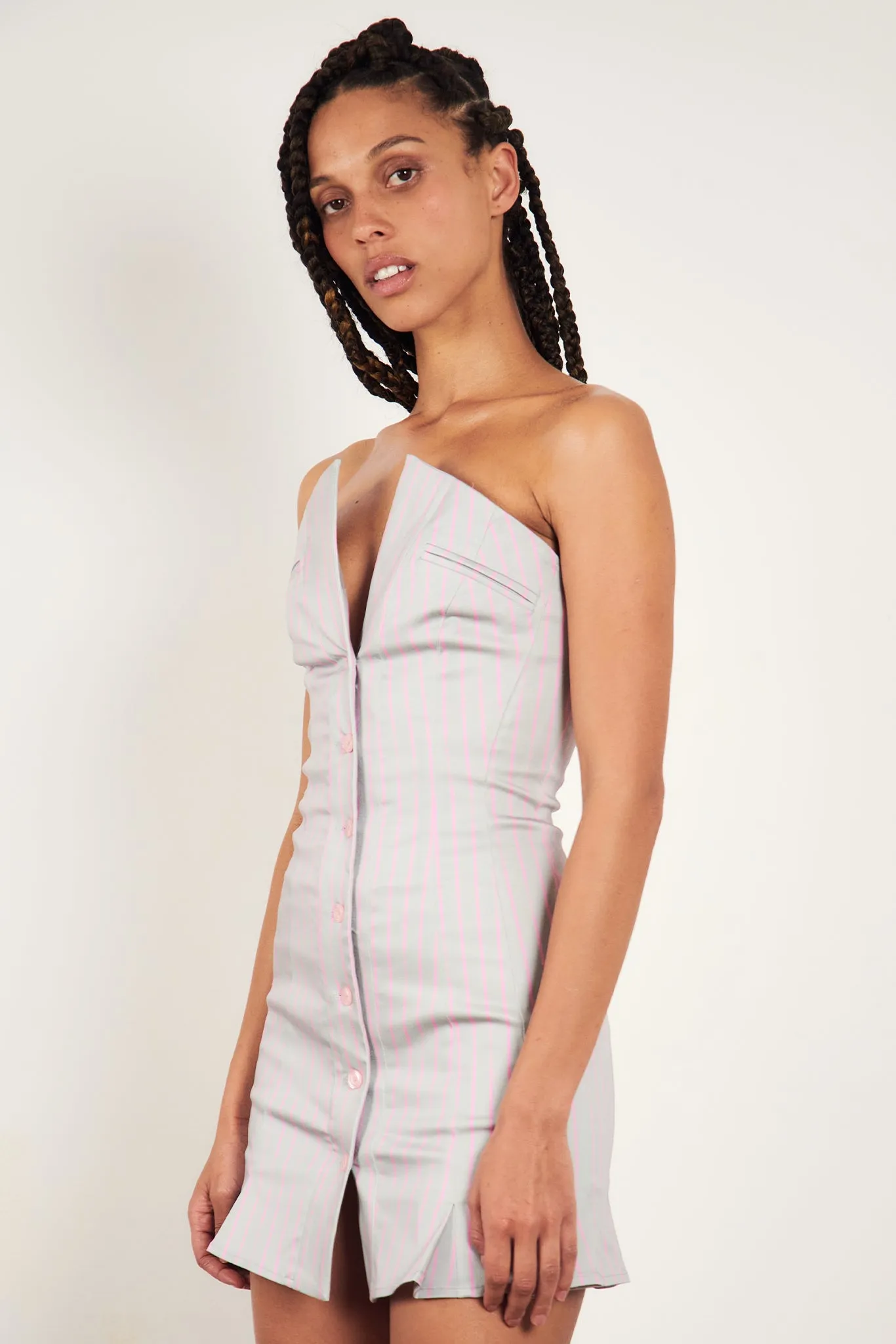 Court Dress Grey/Pink Pinstripe sold by Poster Girl product image thumbnail 3