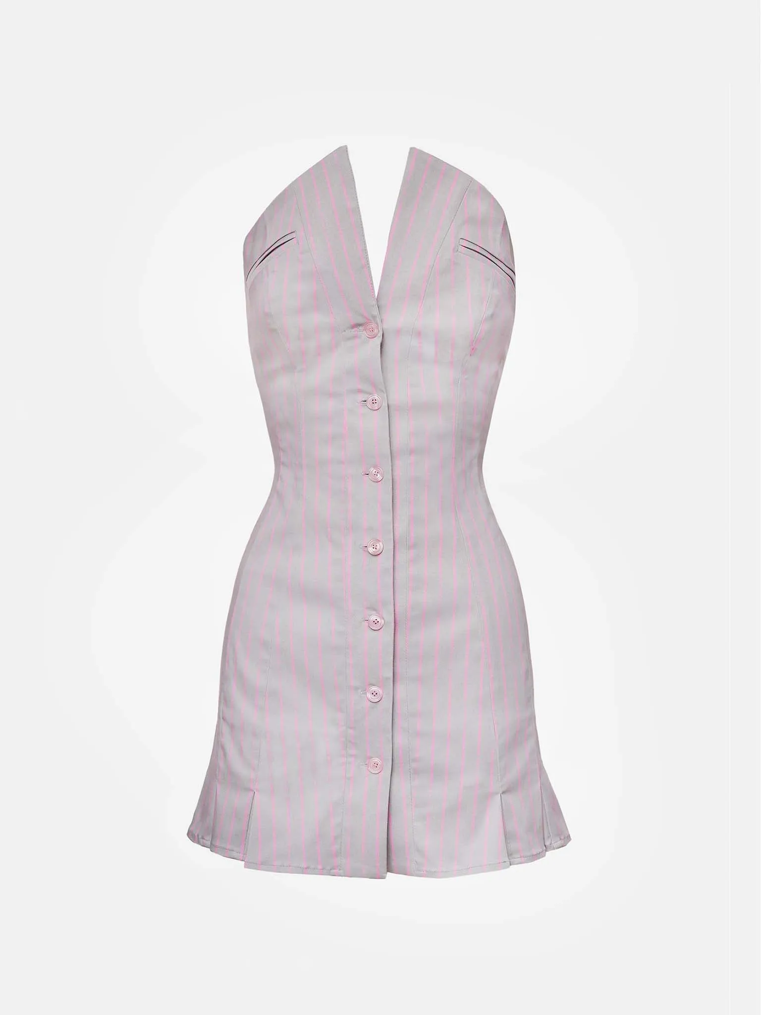 Court Dress Grey/Pink Pinstripe sold by Poster Girl